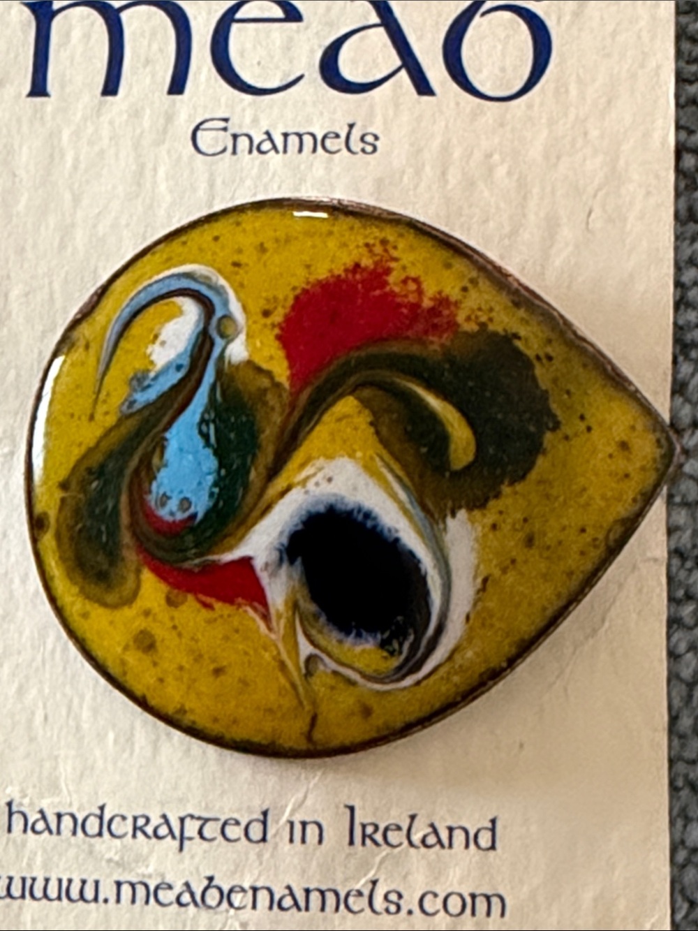 Meab Enamel Brooch Handcrafted in Ireland - Picture 2 of 3